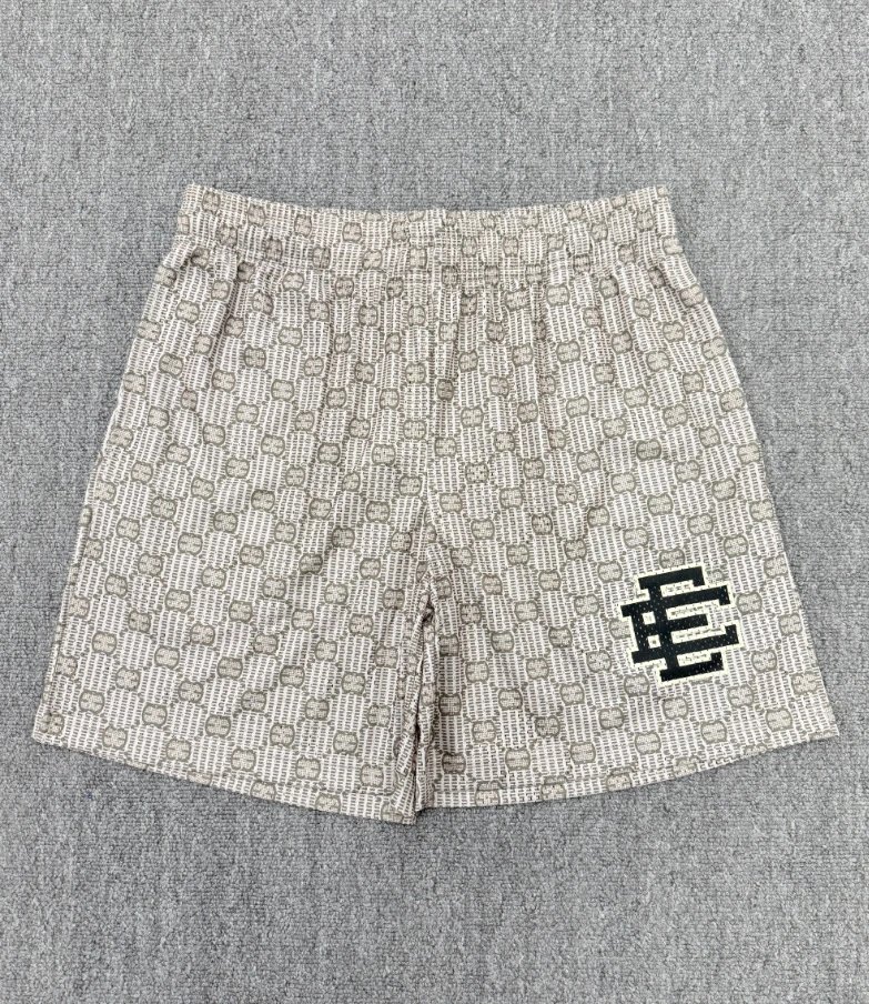 Design Monogram Print Logo Shorts Beige Shorts - 4