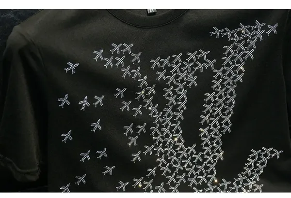 Design LV-Inspired Crystal Embroidery White T-Shirt Tops.t Shirts - 15