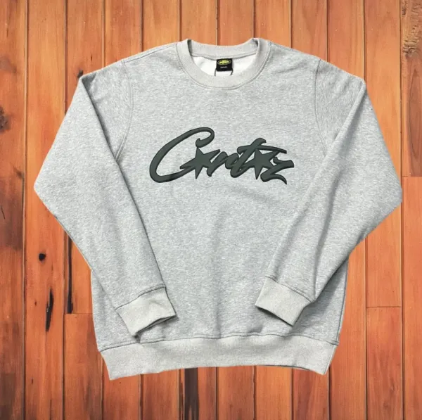 Corteiz Script Logo Heather Gray Hoodie - 1
