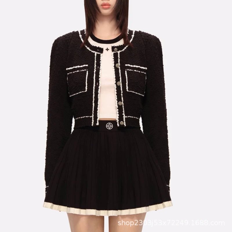 SMF SMFK Tweed-Trimmed Cropped Cardigan White Outerwear.cardigan - 3