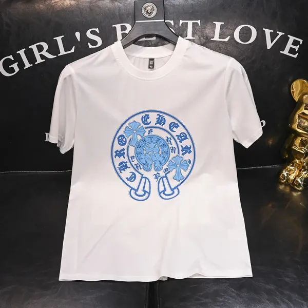 Chrome Hearts x Custom Blue Cross Motif Graphic T-Shirt White - 1