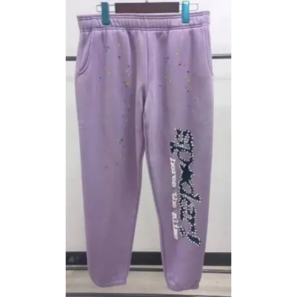 Design Paint-Splatter Embroidered Lavender Sweatpants - 1