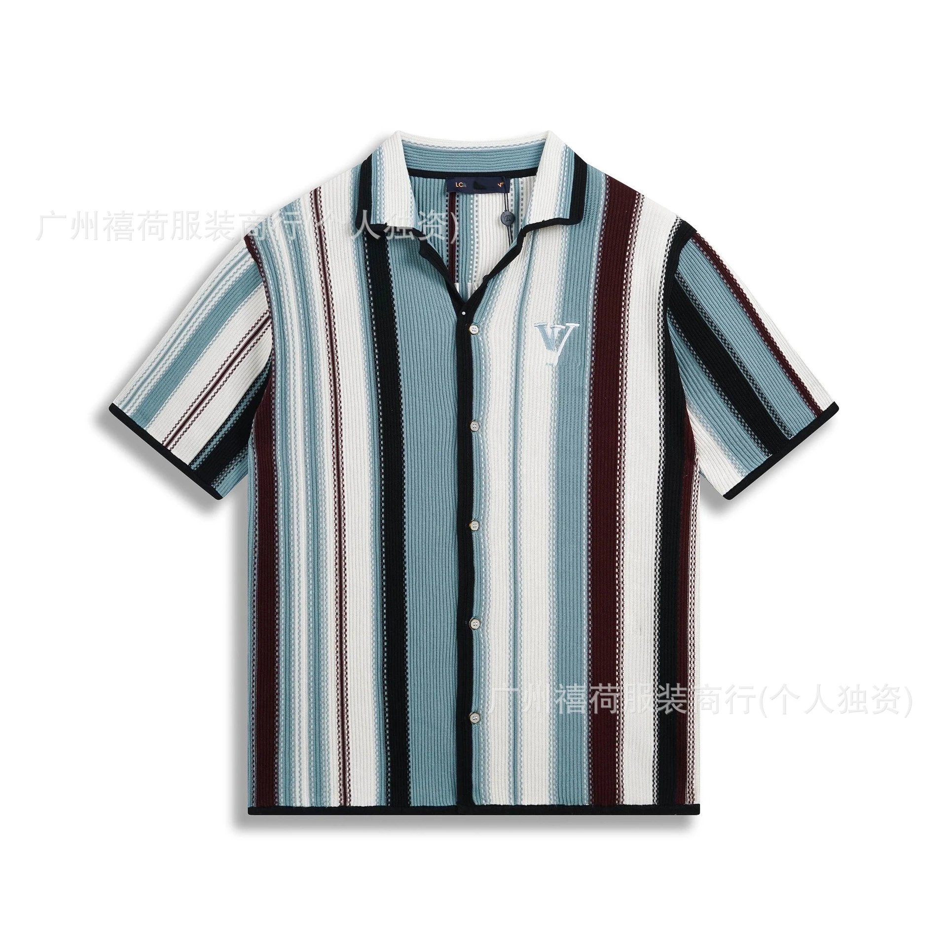 Striped Knit Polo Shirt Multicolor Tops Polo
