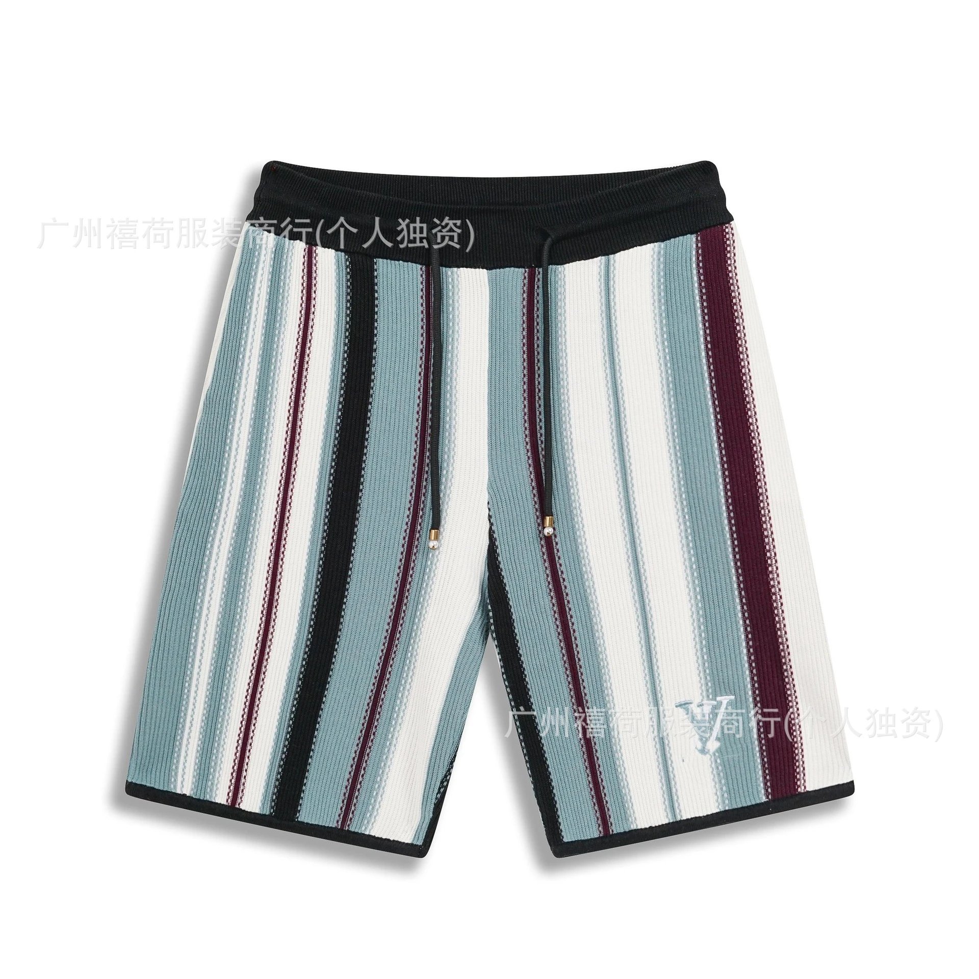 320312（拼色条纹刺绣针织短裤）