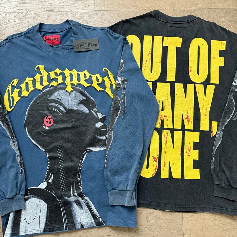 Godspeed Out Of Many One Long Sleeve Graphic Tee Beige T-Shirts - 29