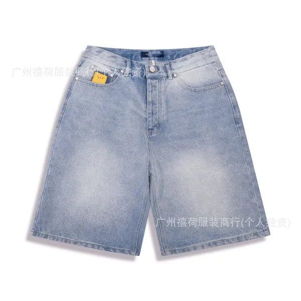 Design Wide-Leg Denim Shorts Light Wash Blue - 1
