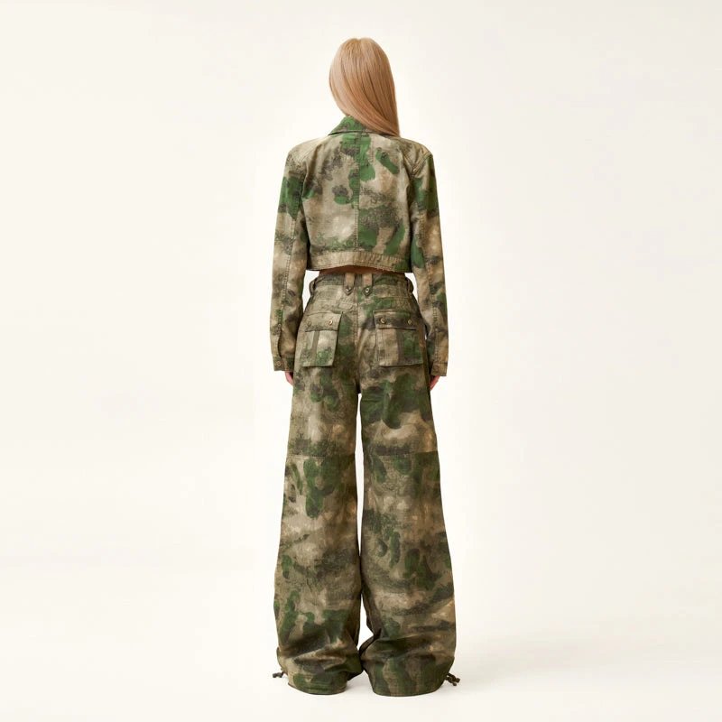 Design Cropped Camouflage Denim Jacket - 6