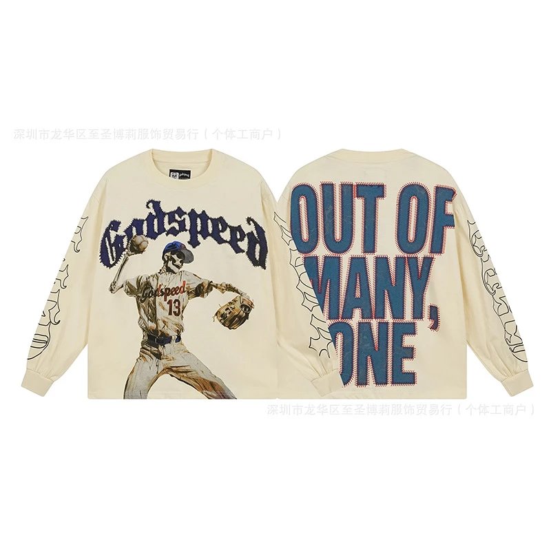 Godspeed Out Of Many One Long Sleeve Graphic Tee Beige T-Shirts - 7
