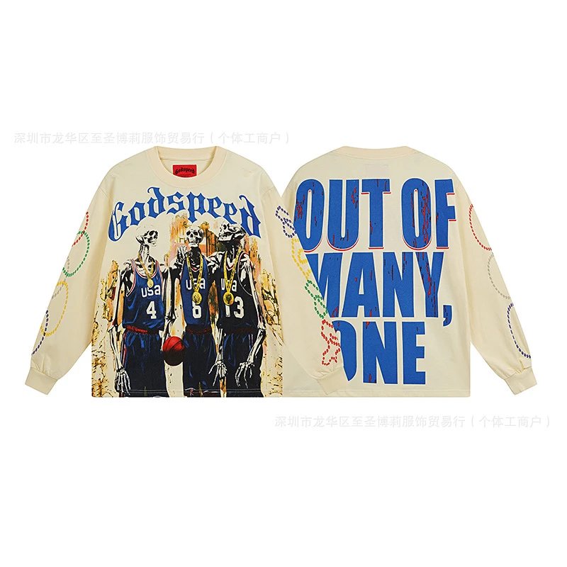 Godspeed Out Of Many One Long Sleeve Graphic Tee Beige T-Shirts - 9