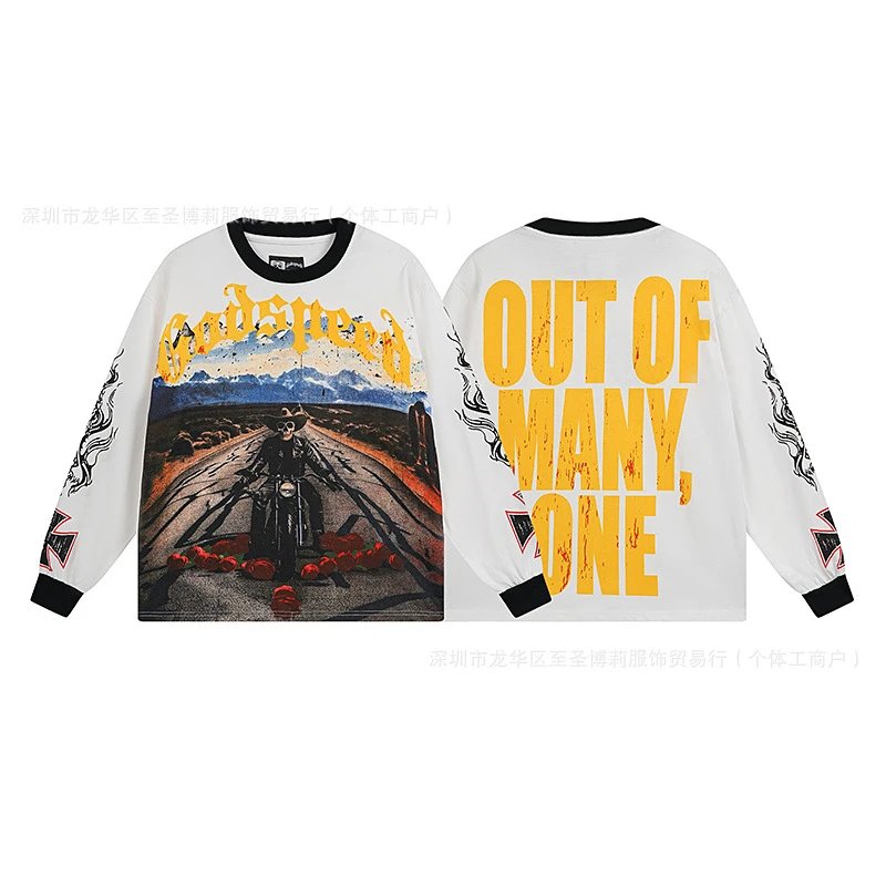 Godspeed Out Of Many One Long Sleeve Graphic Tee Beige T-Shirts - 16