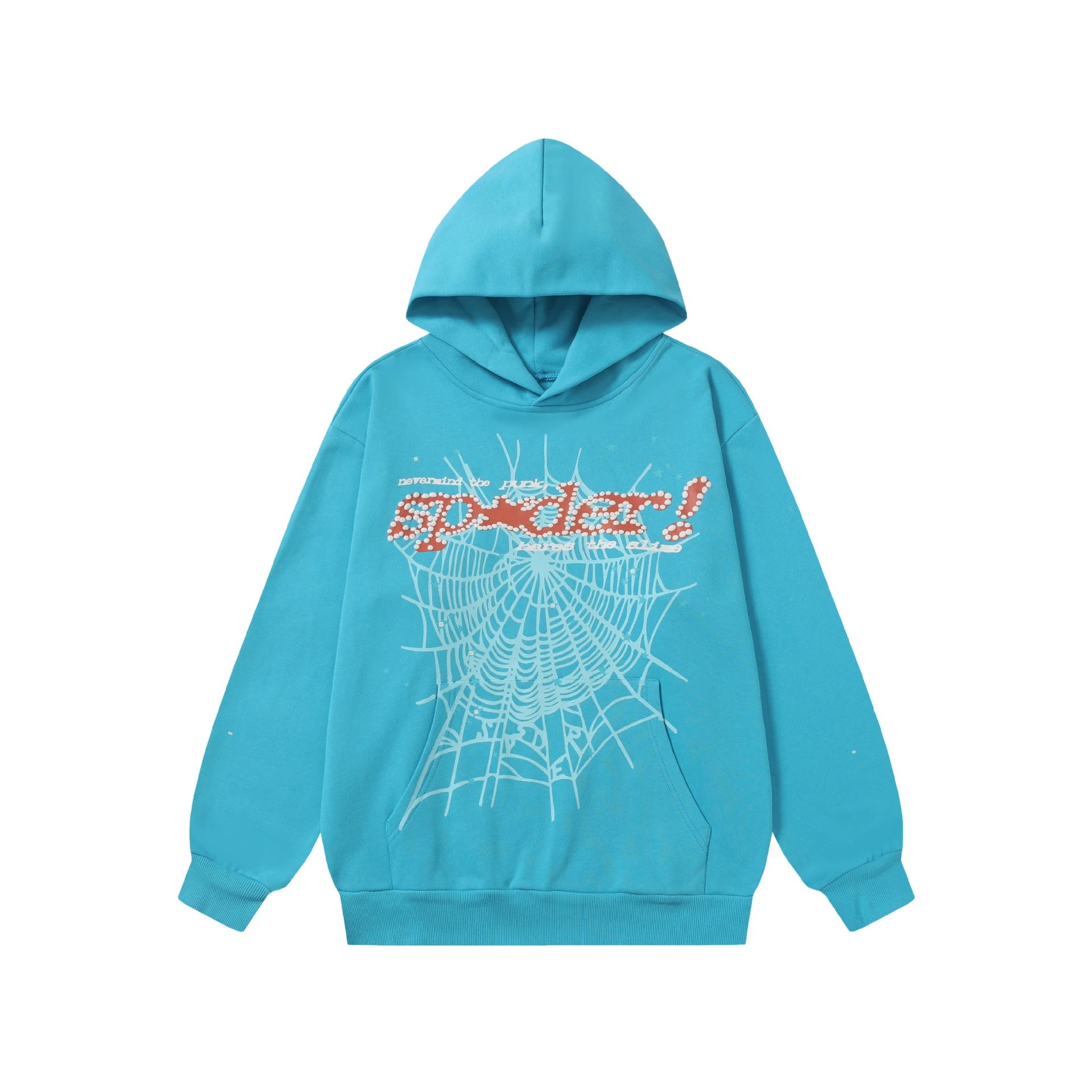 Spider! Spider Web Graphic Hoodie Turquoise