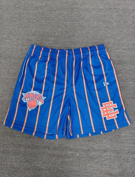 New Era New York Knicks Pinstripe Basketball Shorts Blue - 1