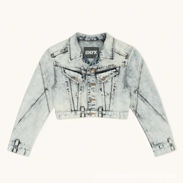SMF SMFK Cropped Black Denim Jacket - 7