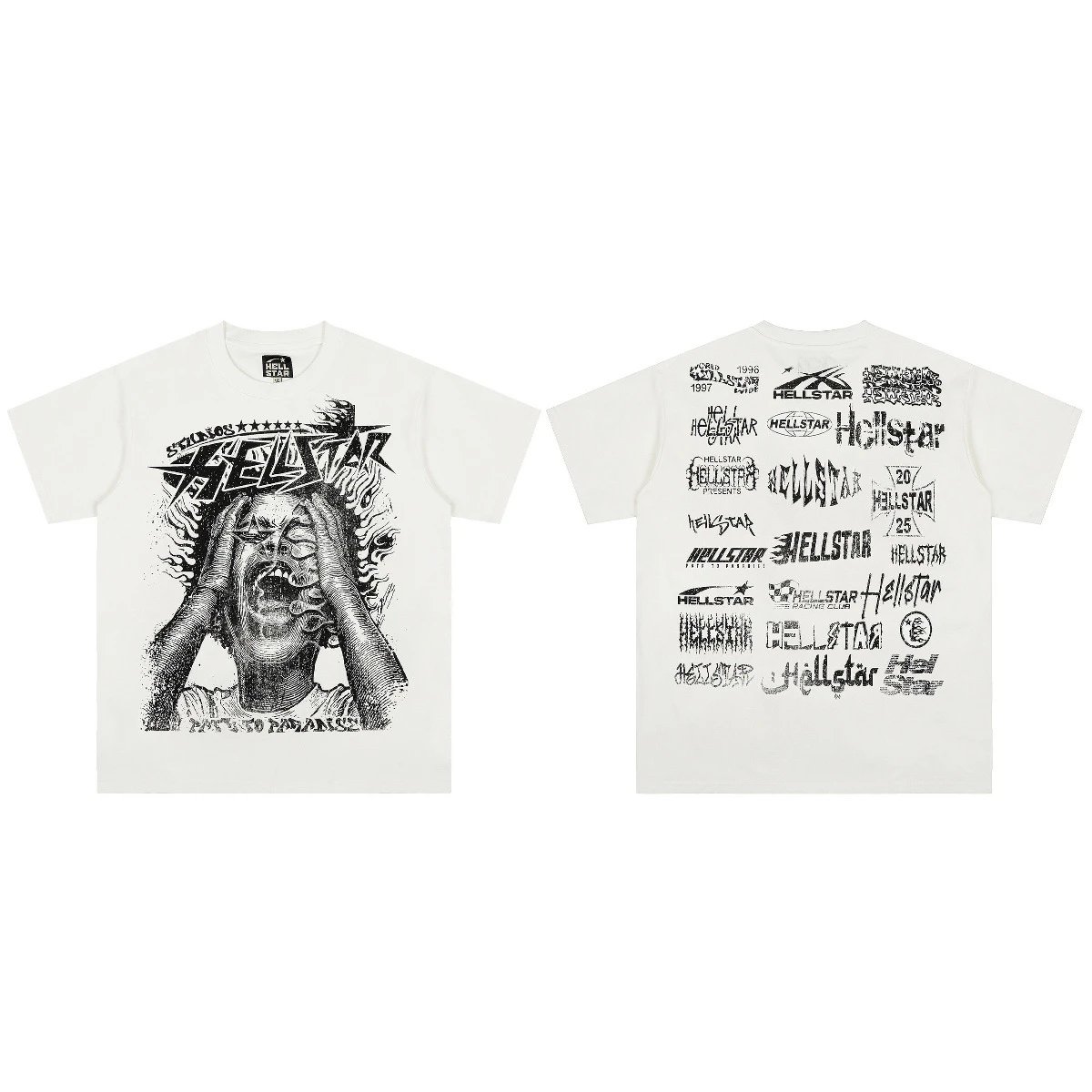 Hellstar Studios Screaming Face Graphic T-Shirt White