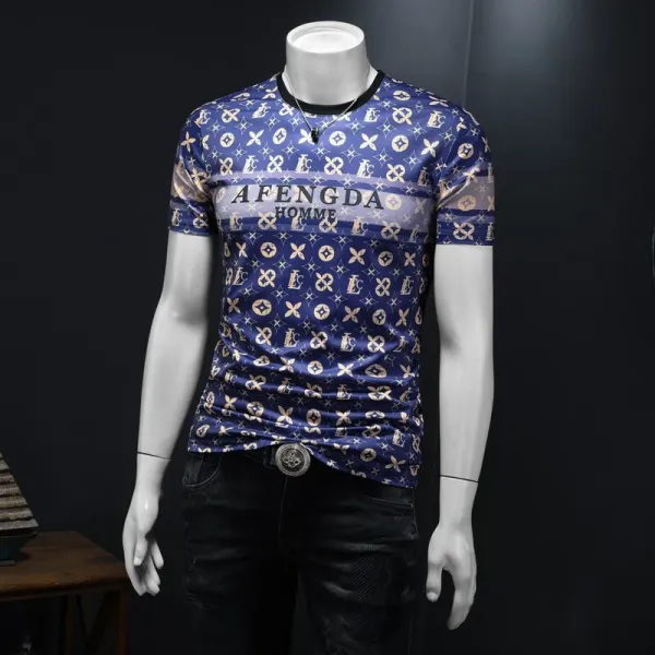 Design AFENGDA Homme Monogram Print Brown T-Shirt T-Shirts - 15