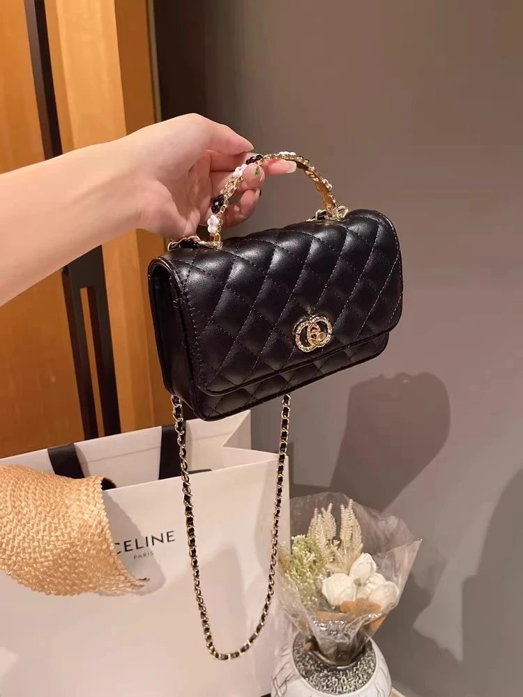 Chanel Mini Flap Bag with Pearl-Embellished Handle in Ivory Handbags - 24