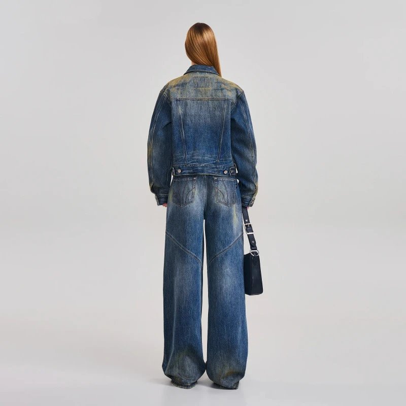 SMF Distressed Cropped Denim Jacket Blue - 18