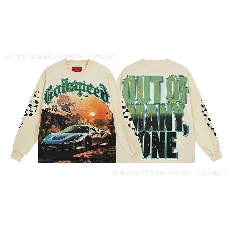 Godspeed Out Of Many One Long Sleeve Graphic Tee Beige T-Shirts - 10