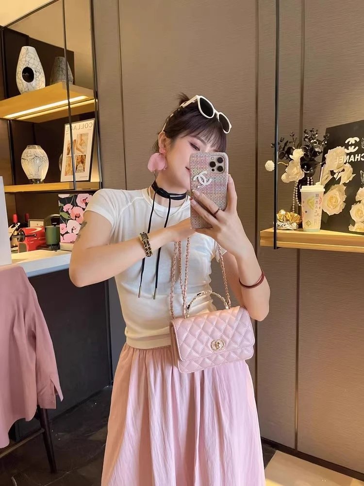 Chanel Mini Flap Bag with Pearl-Embellished Handle in Ivory Handbags - 18