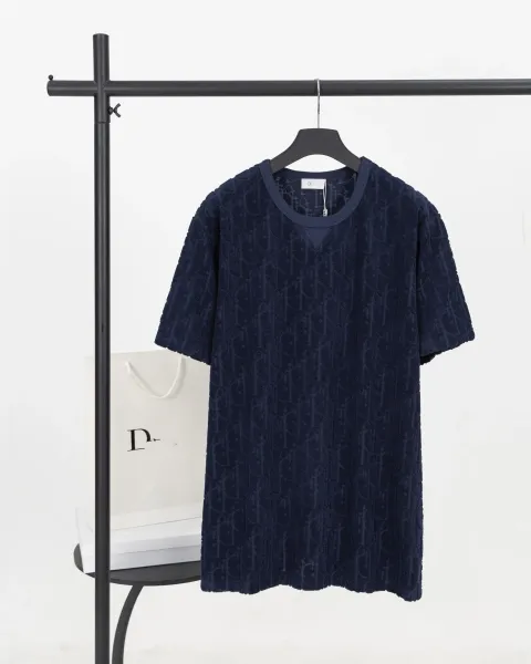 Dior Oblique Jacquard T-Shirt Navy - 7