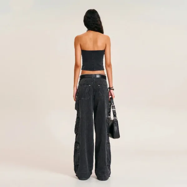 Design Denim Bandeau Top Black Vest Top - 4
