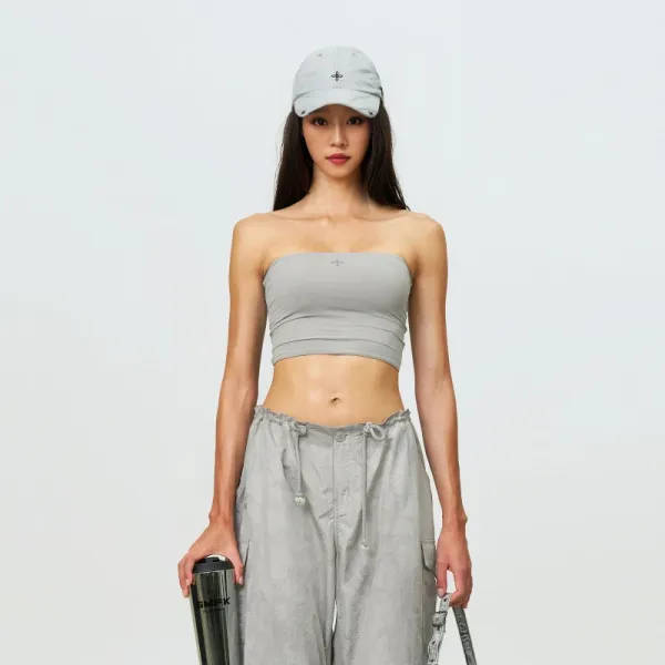 Design Minimalist Cross Logo Tube Top Gray Vest Top - 11