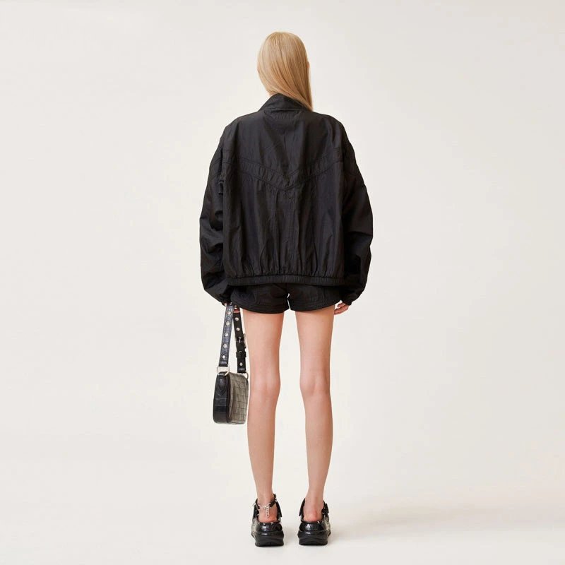Design Cross Logo Windbreaker Black Jacket - 5