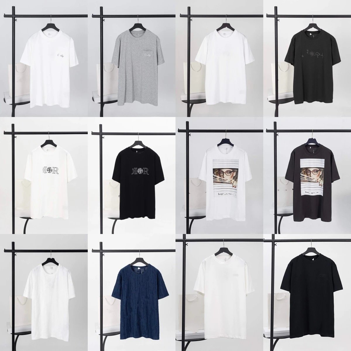 Design Patchwork Graphic T-Shirt White Tops.t Shirts - 5