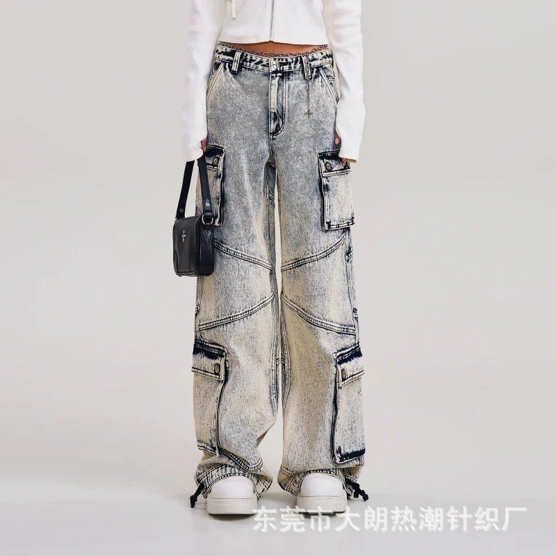 Design Cargo Jeans Acid Wash Gray - 11