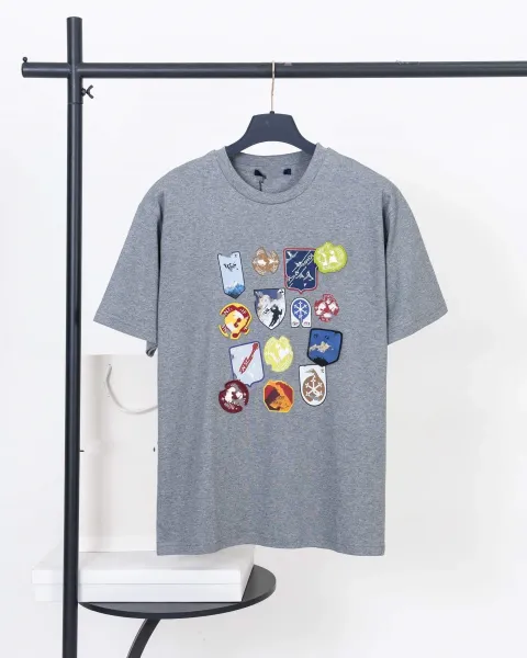 Moncler Grenoble Patchwork Graphic T-Shirt Gray - 1