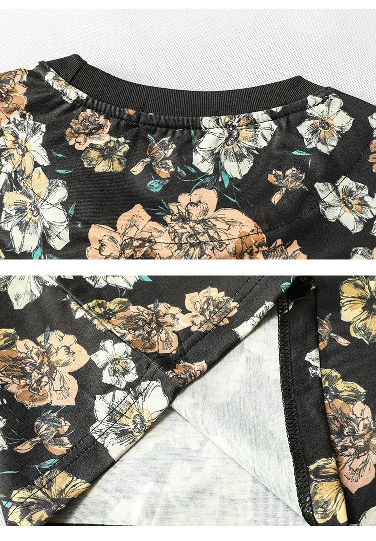 Design Shanbao Floral Print Black T-Shirt Tops.t Shirts - 12