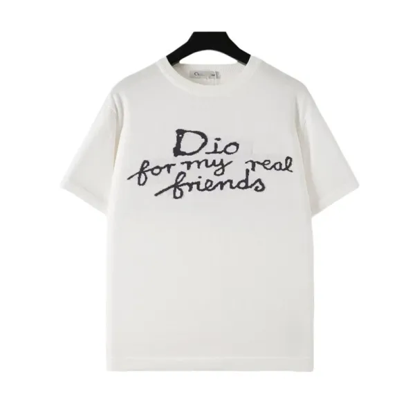 Dior 'For My Real Friends' Embroidered Knit T-Shirt White - 1