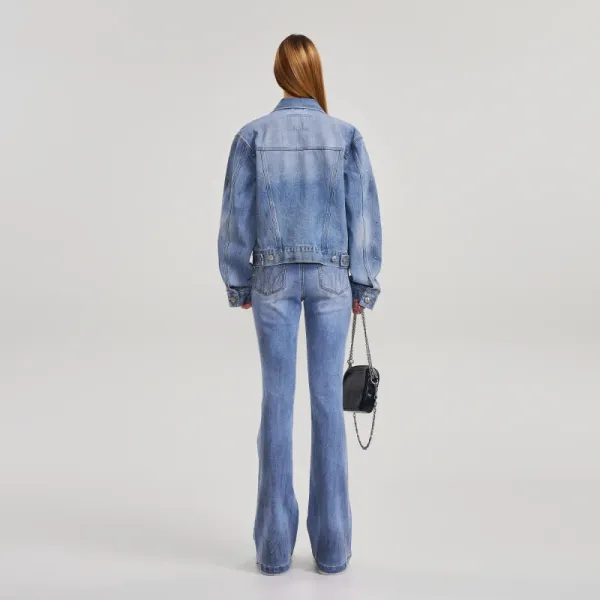 Design Flared White Denim Jeans - 13