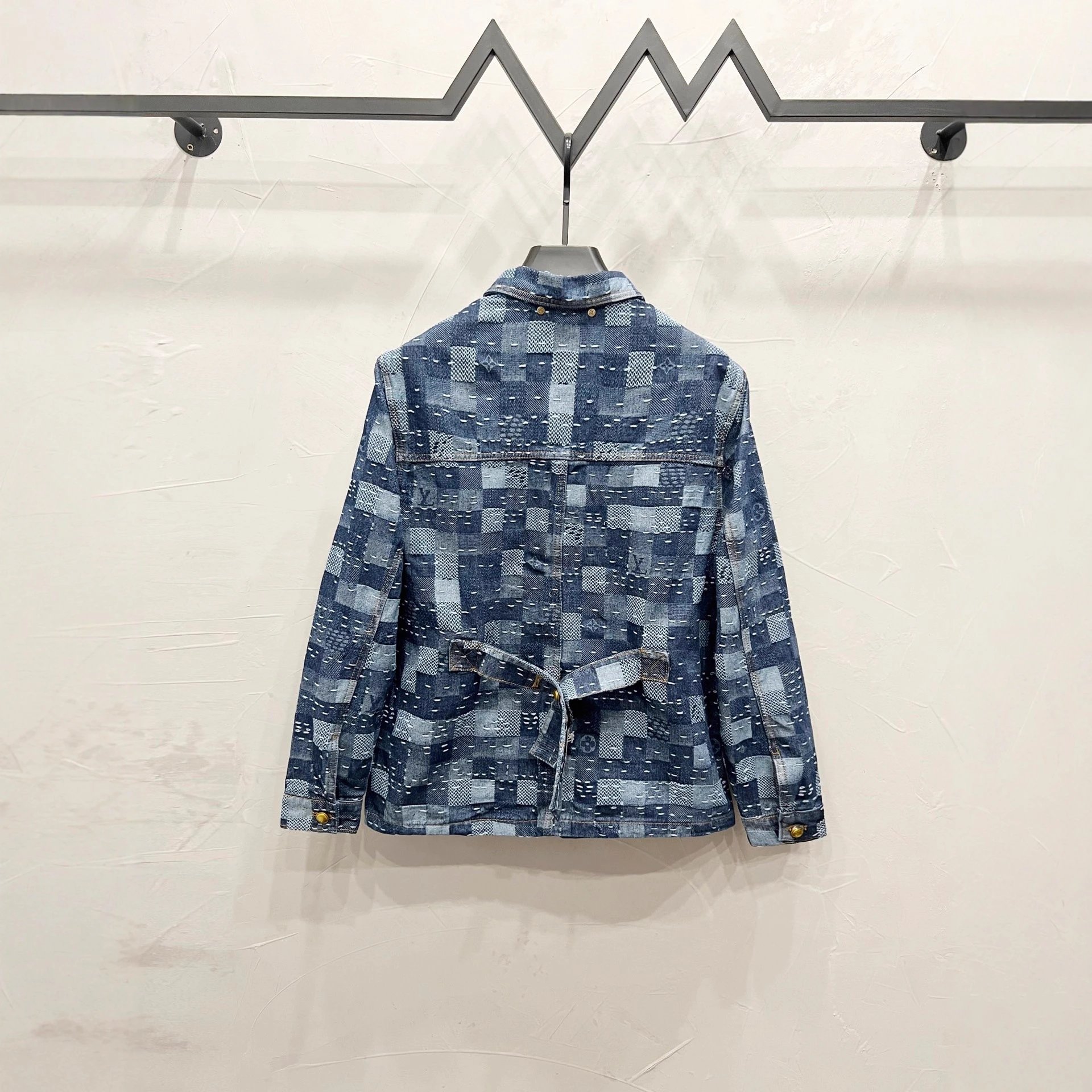 Design Patchwork Denim Jacket Light Blue Multicolor - 10