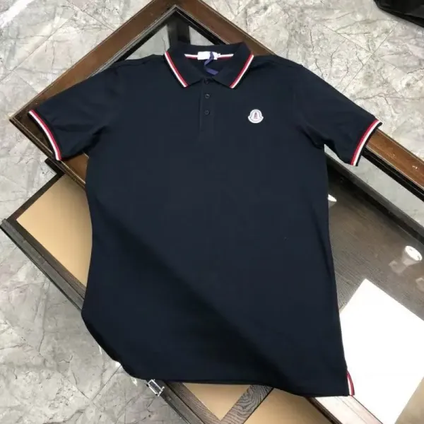 Moncler Polo Shirt Light Blue with Trim - 2