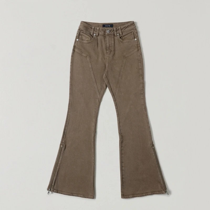 Design Flared Zip-Trim Jeans Light Gray - 16