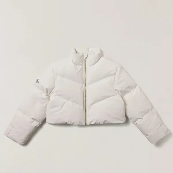 Design Cropped Puffer Jacket Beige Outerwear - 12