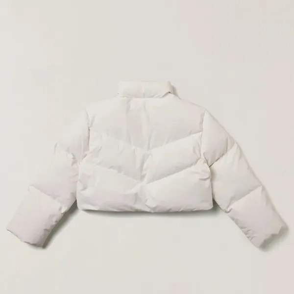 Design Cropped Puffer Jacket Beige Outerwear - 13