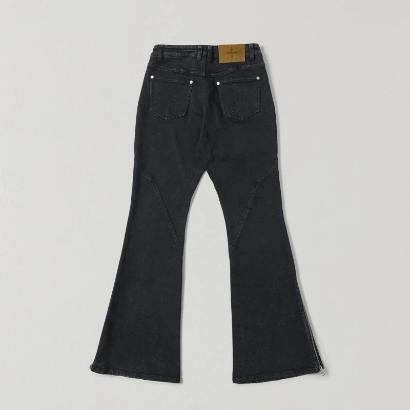 Design Flared Zip-Trim Jeans Light Gray - 7
