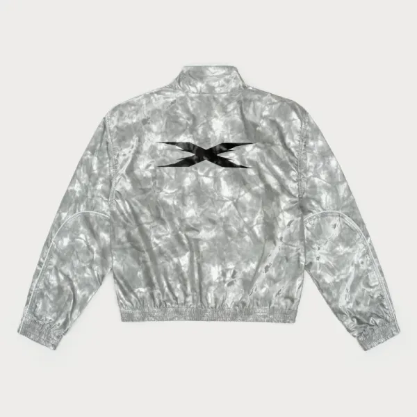 SMF SMFK X Logo Metallic Silver Windbreaker Jacket Outerwear - 11