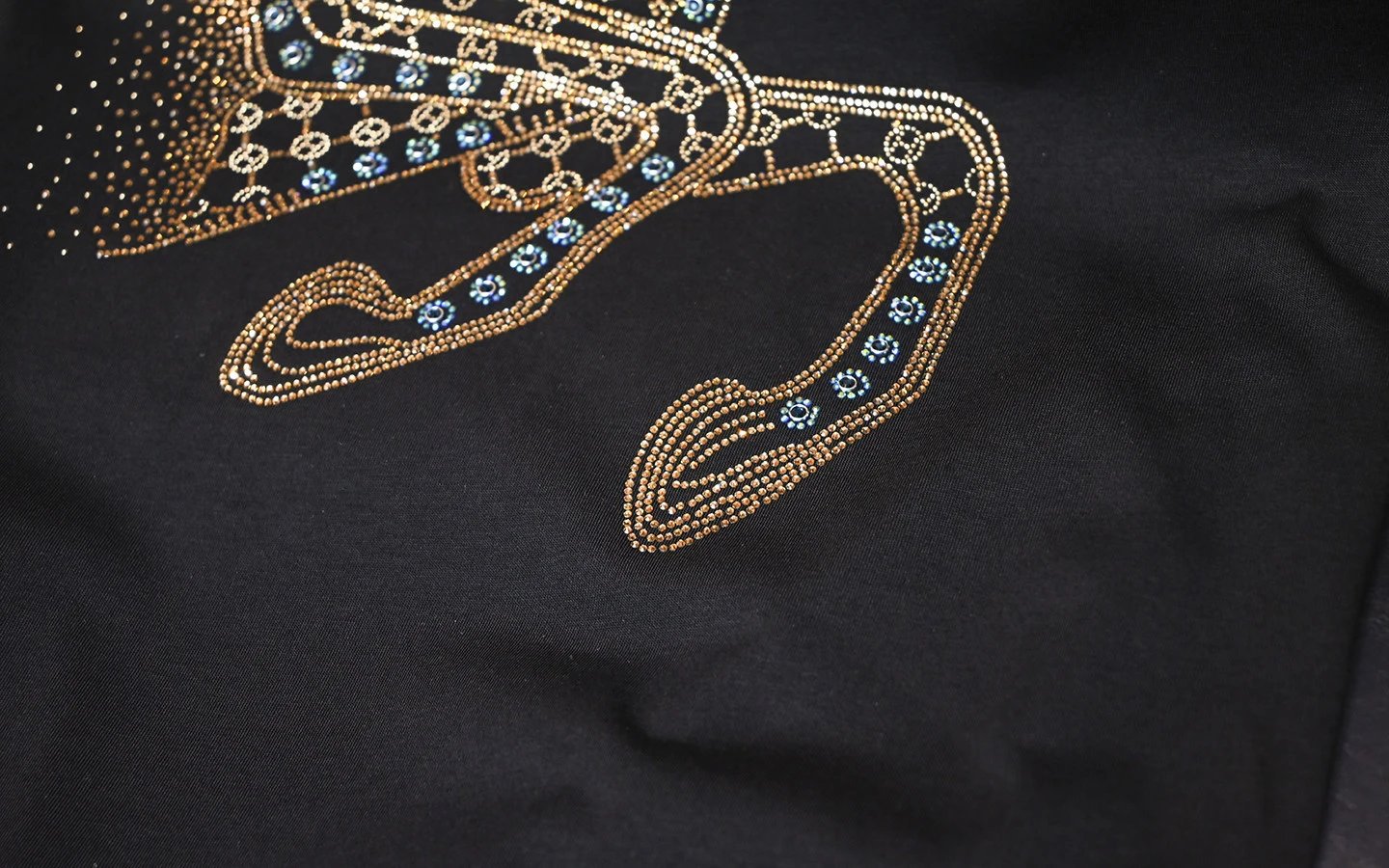 Design Horse Rhinestone Embroidery Royal Blue T-Shirt - 16