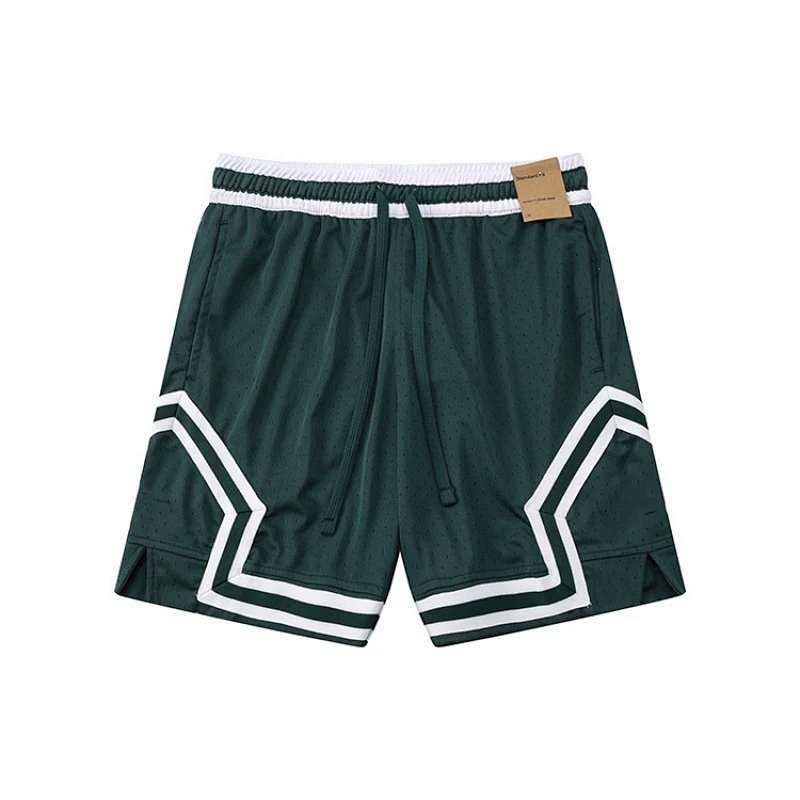 Mesh Basketball Shorts Army Green with White Chevron Stripes