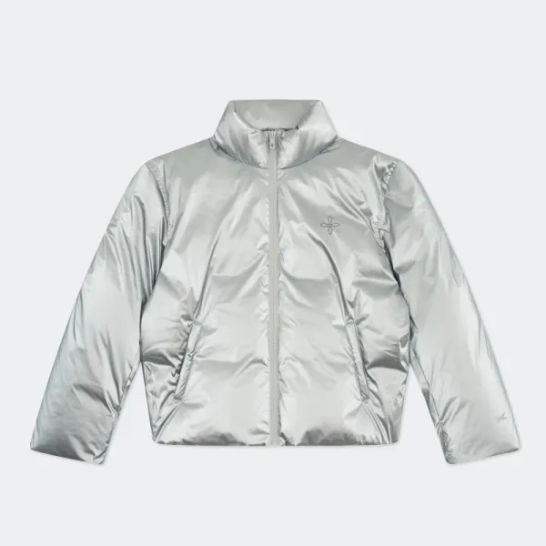 Design Metallic Silver Puffer Jacket Outerwear.jacket - 1