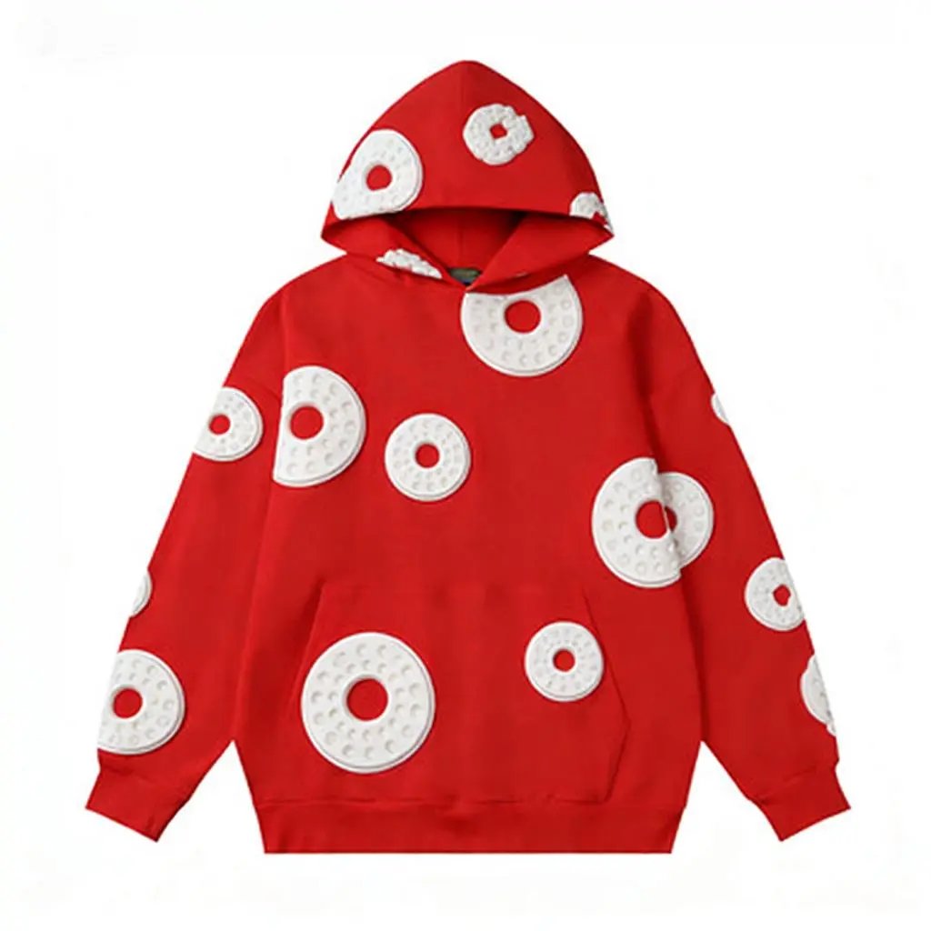 Design Cotton Floral Embossed Hoodie White - 16