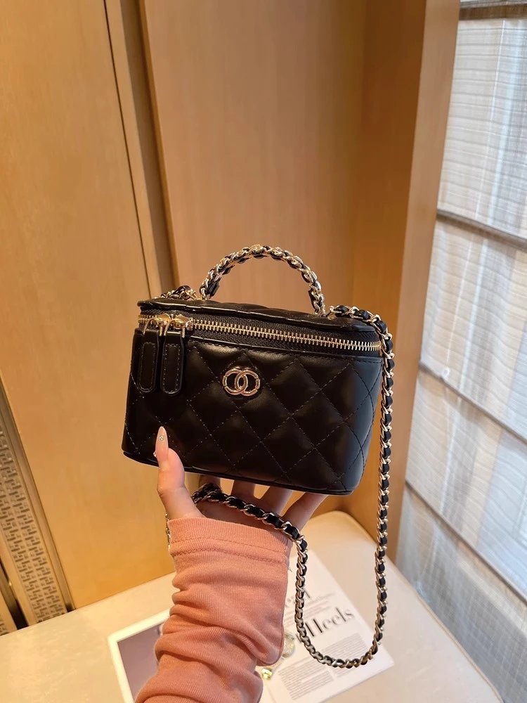 Chanel Mini Coco Handle Black Quilted Leather Chain Handbag - 28