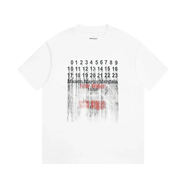 Maison Margiela x NEWVOGUE Barcode Number Print White T-Shirt - 1
