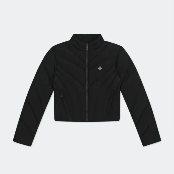 Design Quilted Cropped Puffer Jacket Light Gray Outerwear.jacket - 10