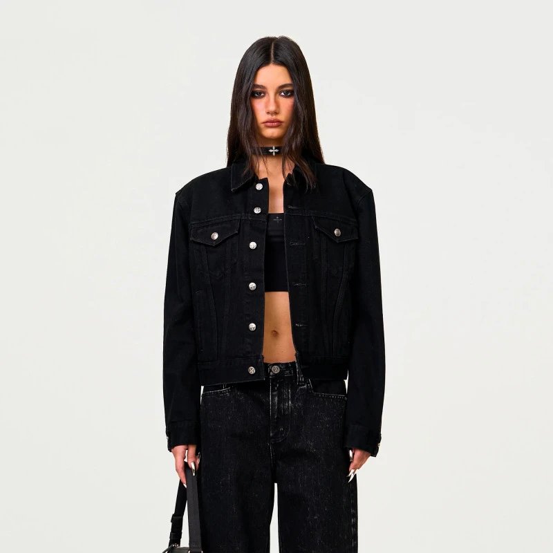 SMF Acid Wash Cropped Denim Jacket - 5