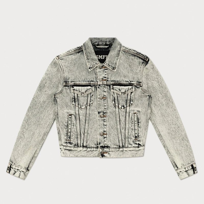 SMF Acid Wash Cropped Denim Jacket