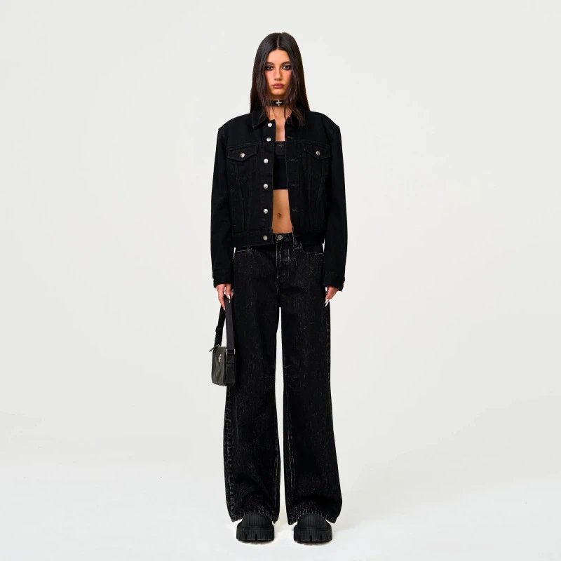 SMF Acid Wash Cropped Denim Jacket - 3